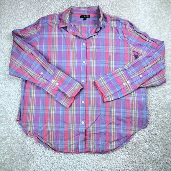 J. Crew Purple Plaid Garcon Cotton Voile Shirt - Picture 2 of 10